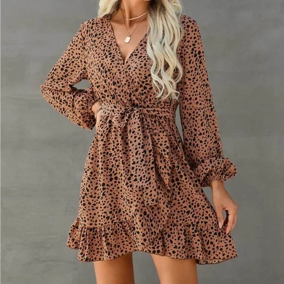 chiffon pleated long-sleeve dress Burgundy Chiffon Long Sleeve Dress – self-portrait